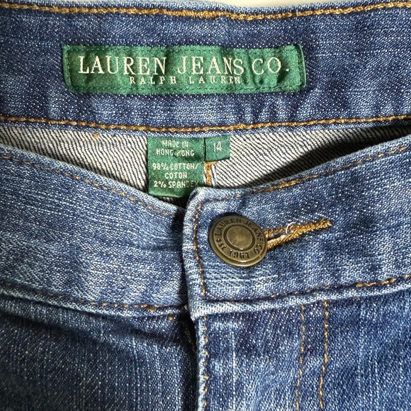 Ralph Lauren BOHO Denim Blue Jeans with Gold Studs down Sides/Pockets Size 14 - Picture 4 of 5